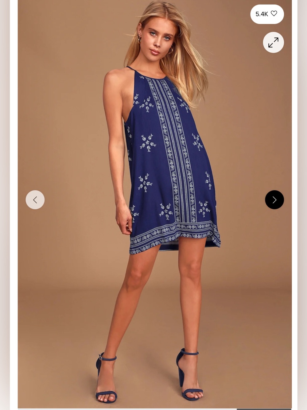 Lulu’s Mediterranean Sea Navy Blue Print Dress Sz M